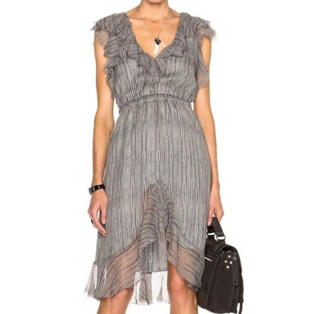 L'Agence Sophie Dress - Grey & White Flowy silk- size 6. EUC - Picture 3 of 10